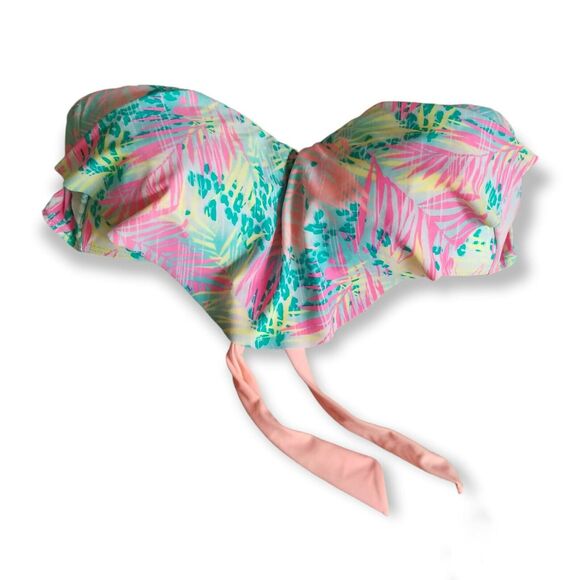 SO Bikini Strapless Top, Floral Pink - Size L - Picture 1 of 3